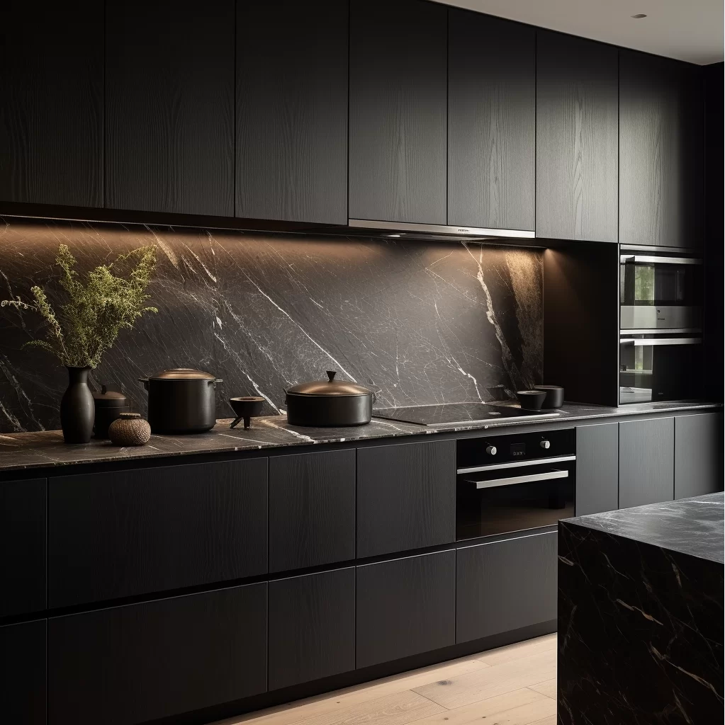 Handleless Modern Black Kitchen Cabinets for a Minimalist Look