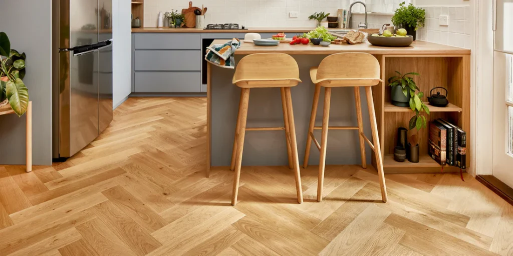 Herringbone Kitchen Floors for Visual Movement