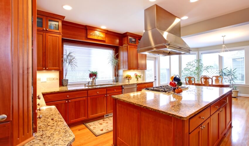 Lighting Ideas to Enhance Cherry Wood Kitchen Cupboards
