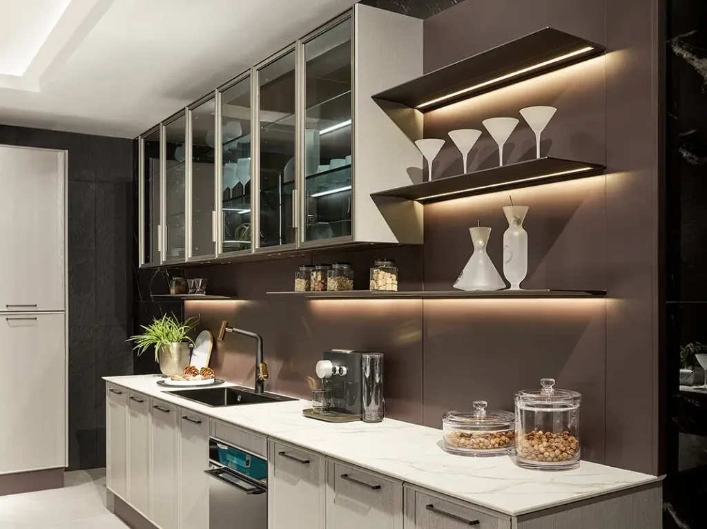 Design of Kitchen Wardrobe With Open Shelves